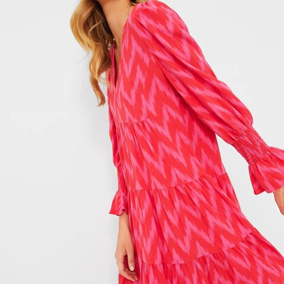 Pomander Place Hot Pink Ikat Kenzo Dress I XS - Picture 2 of 6